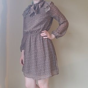 Modcloth giraffe print long sleeve ascot dress